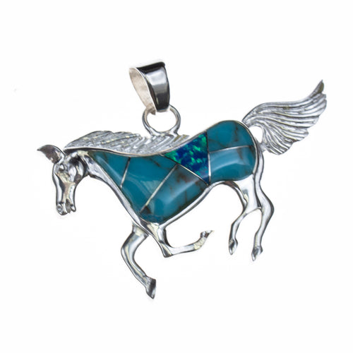 Sterling Silver Inlay Horse Pendant