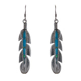 Sterling Silver Turquoise Feather Earrings