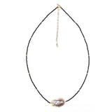 14K Yellow Gold Baroque Pearl Black Spinel Necklace