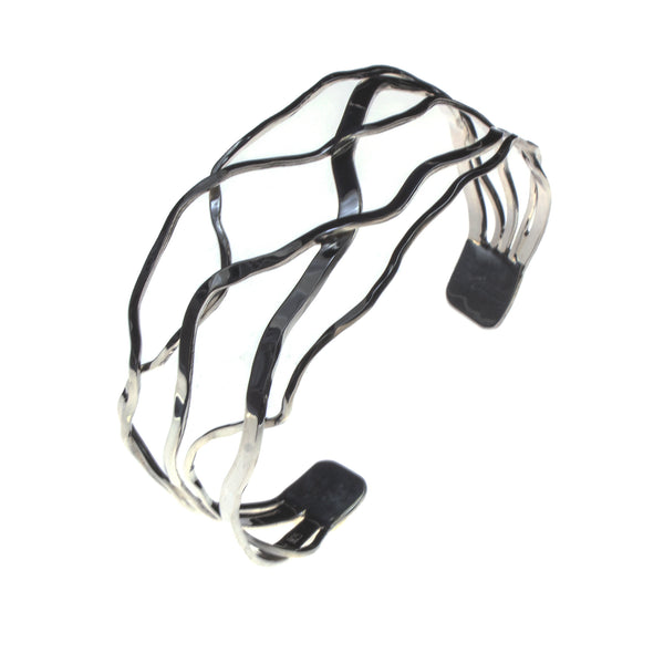 Sterling Silver Wavy Cuff Bracelet