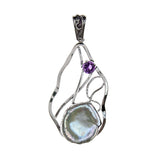 Sterling Silver Pearl Amethyst Pendant