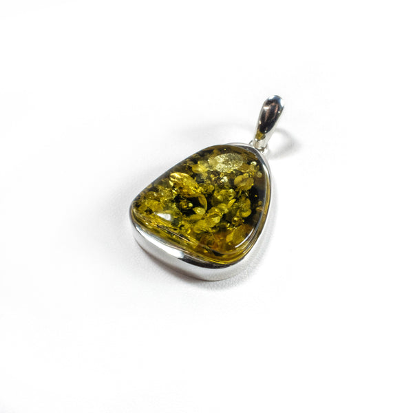 SS Amber Green Triangle Bezel Pendant