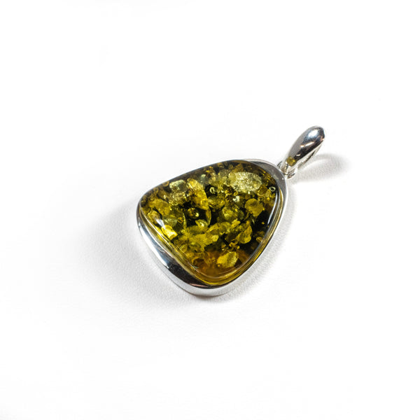 SS Amber Green Triangle Bezel Pendant