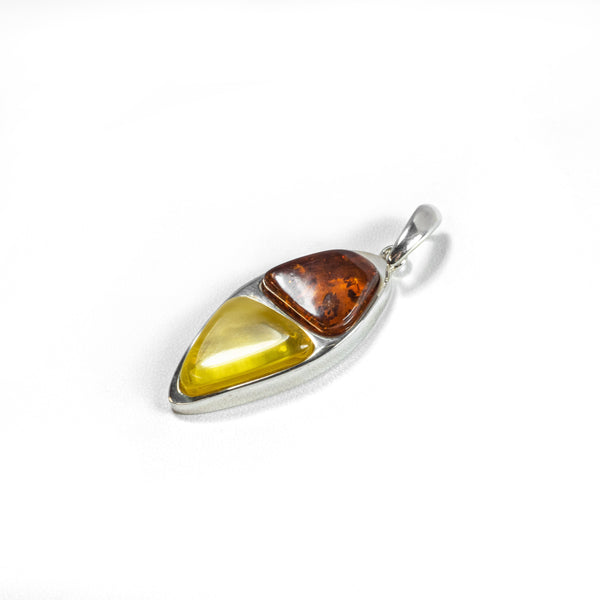SS Amber Two Tone Triangle Pendant