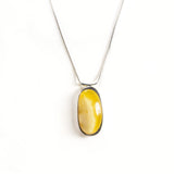 SS Butterscotch Amber Oval Pendant and Chain