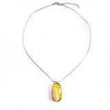 SS Butterscotch Amber Oval Pendant and Chain