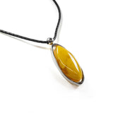 SS Butterscotch Amber Oval Cord Necklace