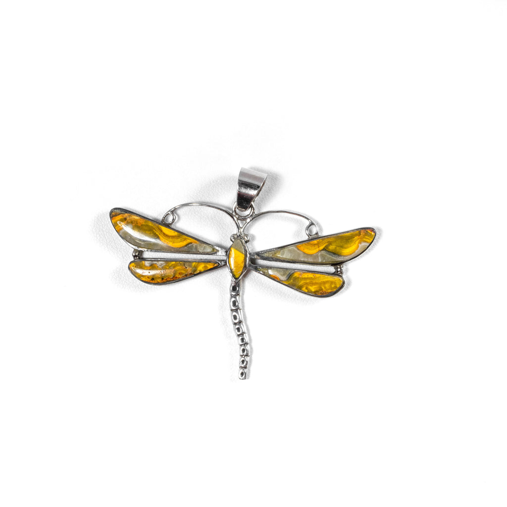 SS Bumblebee Jasper Dragonfly Pendant