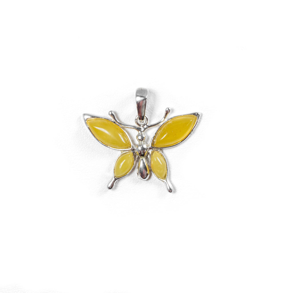 SS Amber Butterfly Pendant