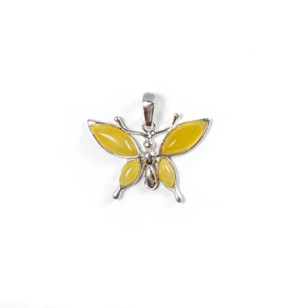 SS Amber Butterfly Pendant