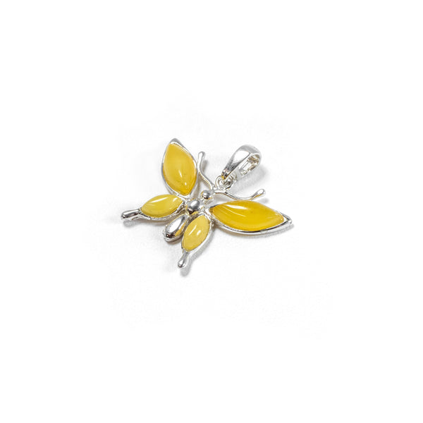 SS Amber Butterfly Pendant