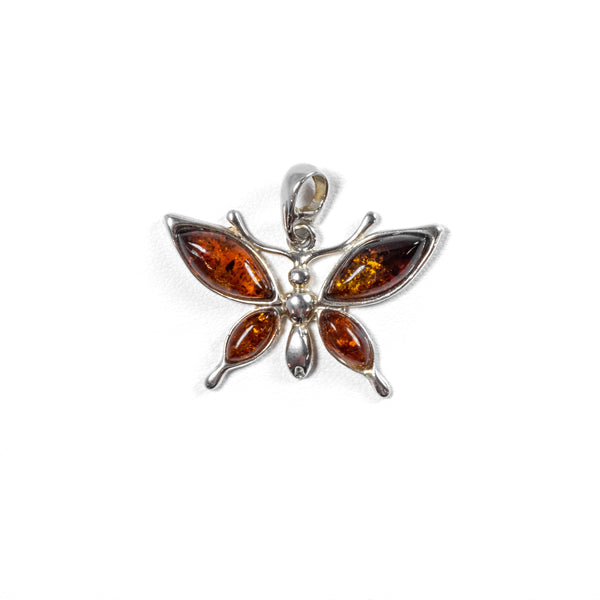 SS Amber Butterfly Pendant