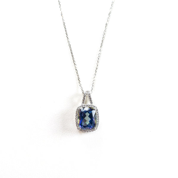 SS Mystic Topaz and CZ Rectangle Necklace