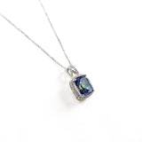 SS Mystic Topaz and CZ Rectangle Necklace