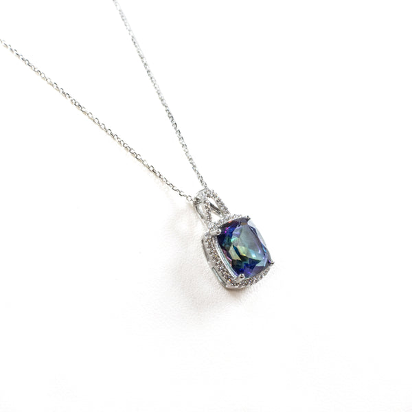 SS Mystic Topaz and CZ Rectangle Necklace