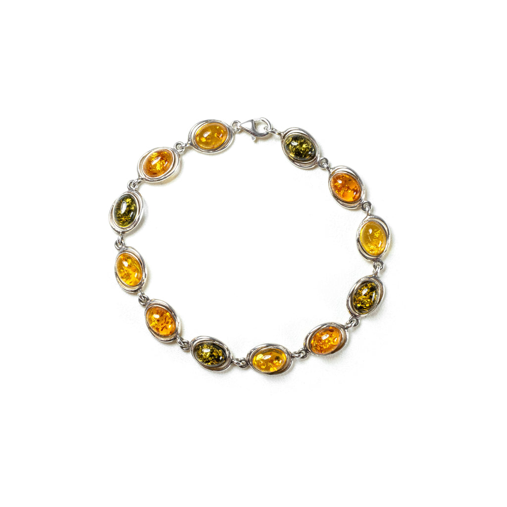SS Amber Multicolor Bezel Bracelet