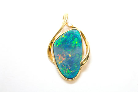 SS Created Opal Hamsa Necklace