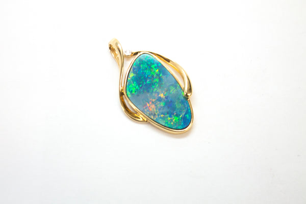 14K Boulder Opal Twist Pendant