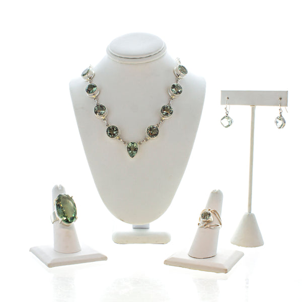 SS Green Amethyst Bezel Necklace