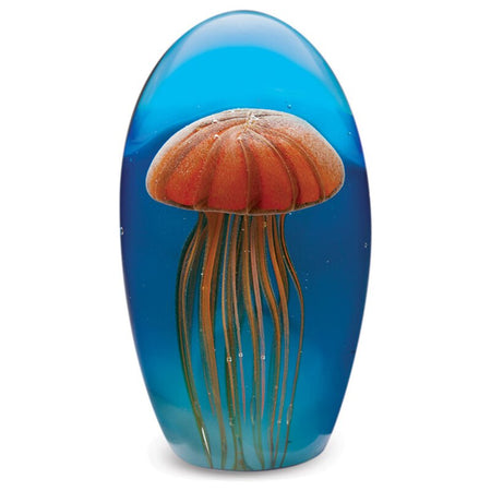 Blue and Gold Glow Jellyfish Paperweight