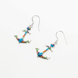 SS Created Opal Multicolored Anchor Inlay Earrings