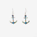 SS Created Opal Multicolored Anchor Inlay Earrings