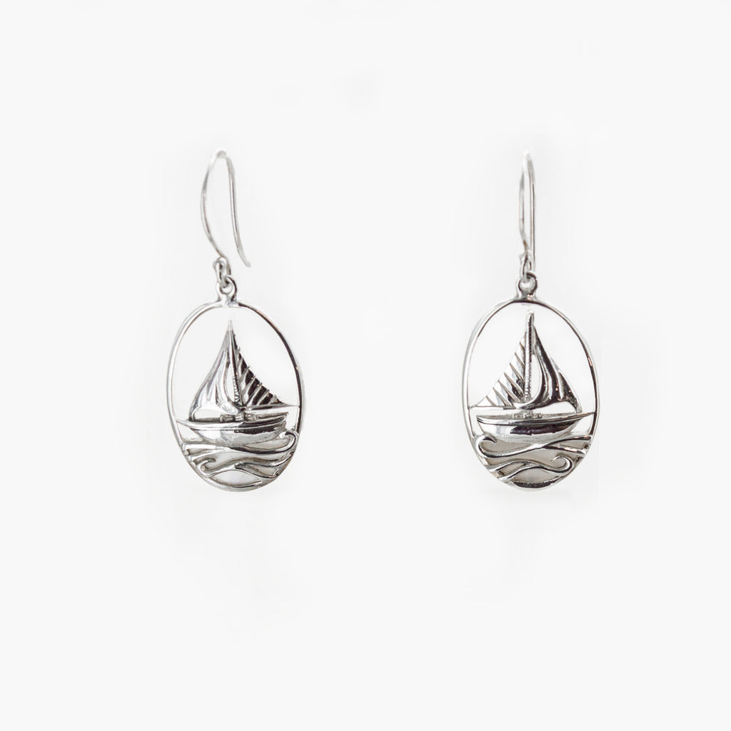 SS Sailboat Dangle Earrings