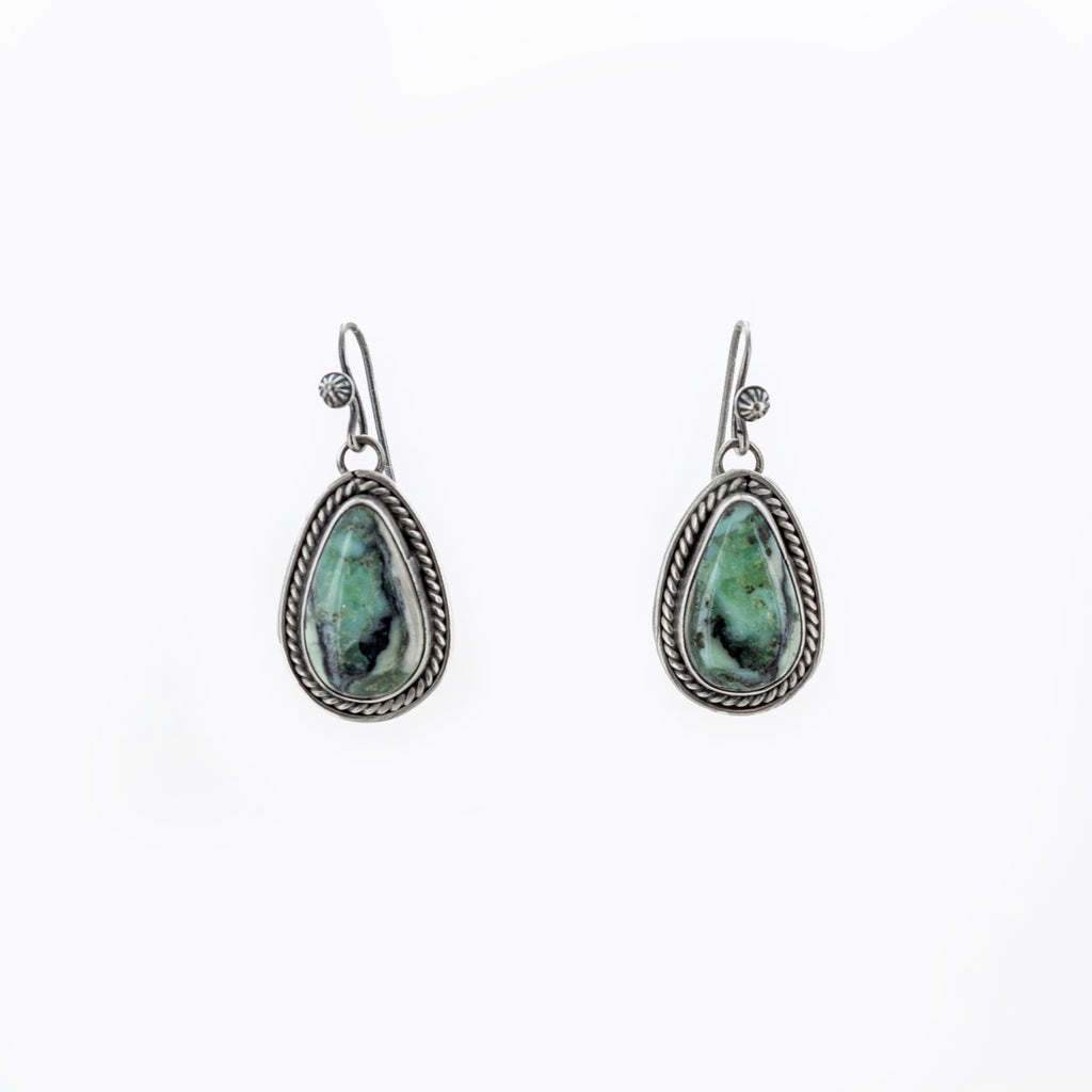 SS Variscite Rope Twist Dangle Earrings