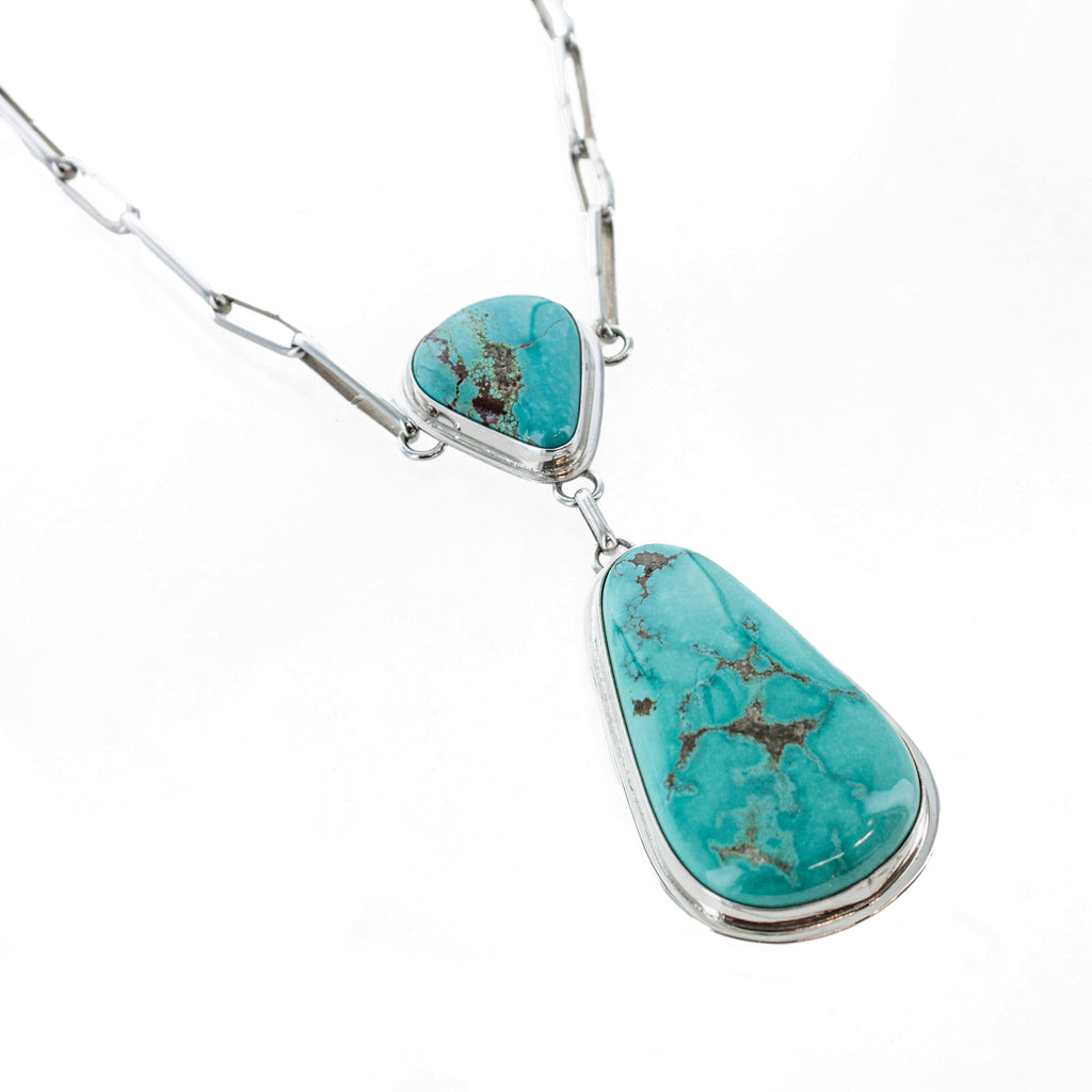 SS Turquoise Triangles Bezel Necklace