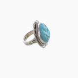 SS Turquoise Nugget Navajo Ring Size 7.75