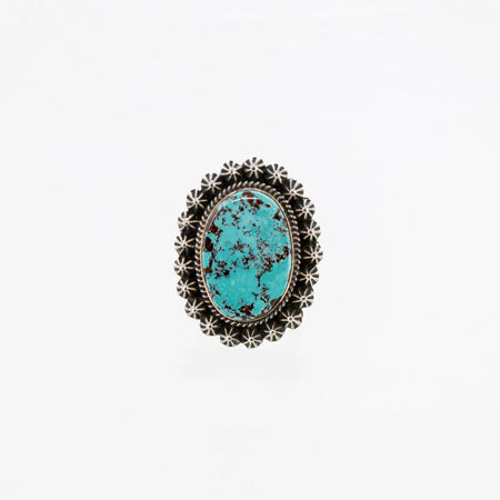 SS Turquoise, Pearl, and Blue Topaz Wide Ring Size 6