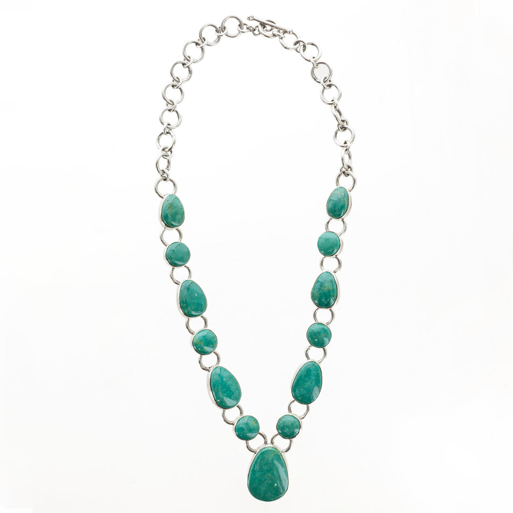 SS Turquoise Circles and Pears Necklace