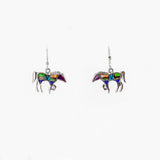 SS Multicolored Horse Inlay Dangle Earrings