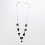 SS Smokey Quartz Faceted Oval Necklace