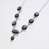 SS Smokey Quartz Faceted Oval Necklace