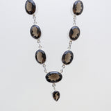 SS Smokey Quartz Faceted Oval Necklace