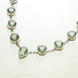 SS Green Amethyst Bezel Necklace