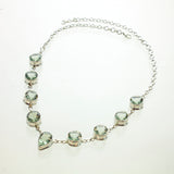 SS Green Amethyst Bezel Necklace