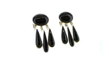 SS Onyx Triple Dangle Earrings