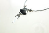 SS Onyx, Quartz, and Marcasite Twin Jaguars Necklace