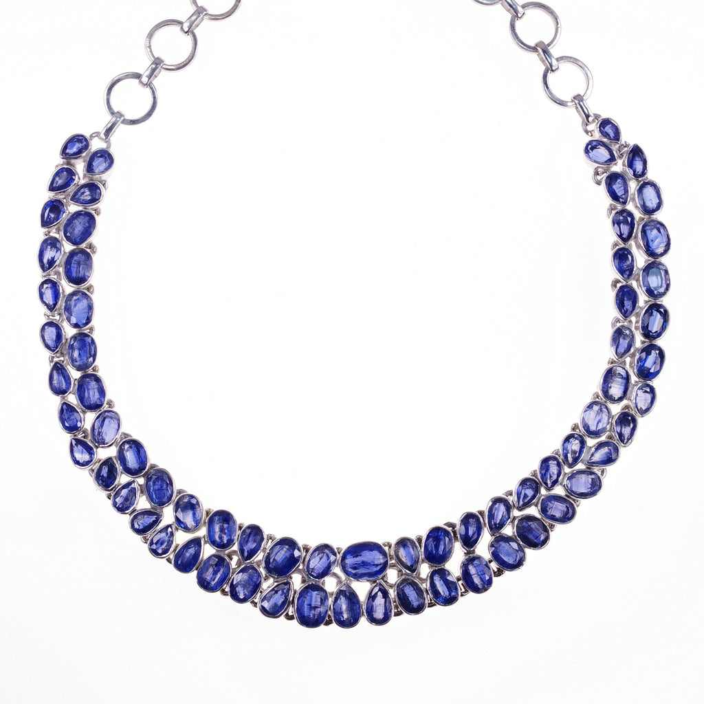 Sterling Silver Kyanite 2 Row Necklace, One-of-a-Kind Jewelry