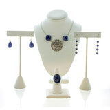 SS Lapis 4 Heart Dangle Earrings