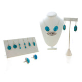 SS Oval Turquoise Bezel Earrings