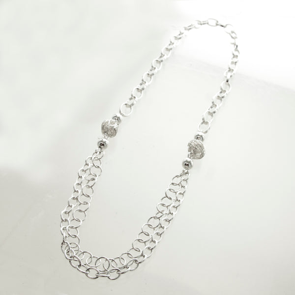 SS Wire Tangle 3 Strand Link Necklace