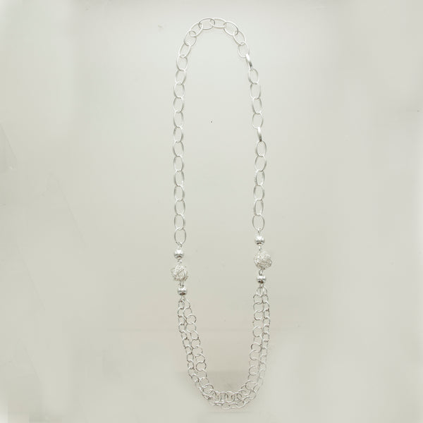 SS Wire Tangle 3 Strand Link Necklace
