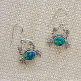 SS Dark Blue Created Opal Crab Dangle Earrings