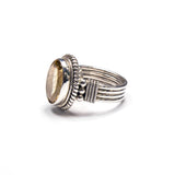 SS 4-banded Citrine Rope Ring Size 7