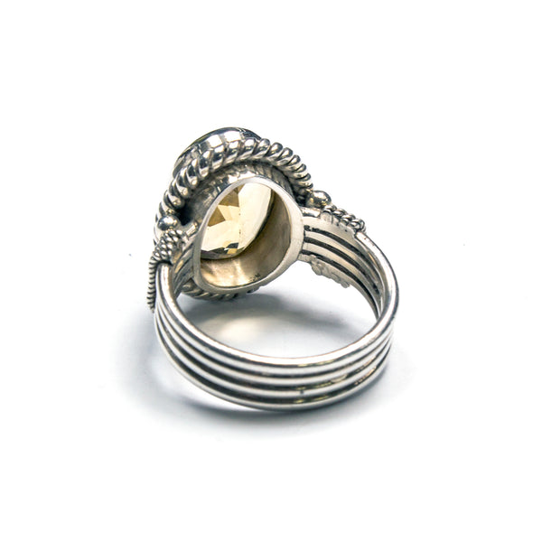 SS 4-banded Citrine Rope Ring Size 7