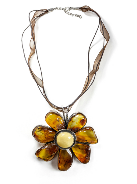 SS Amber Large Flower Pendant