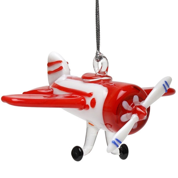 Glass Airplane Ornament
